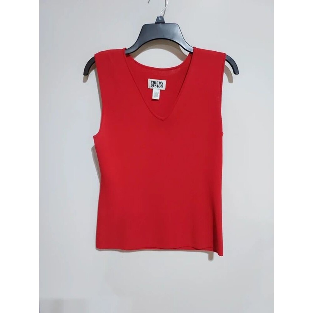 Vintage Chico's Design V Neck Sleeveless Sweater Tank Top Size 1 medium